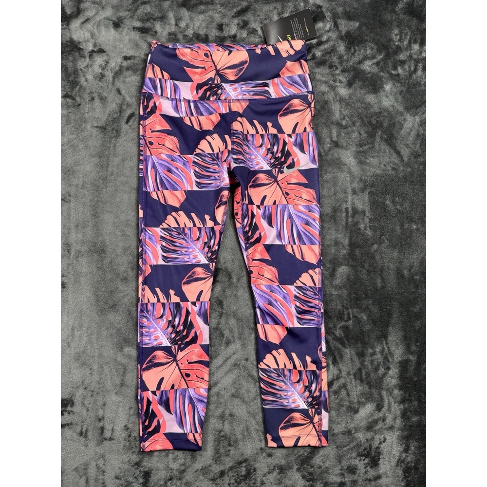 NWT Nike Dri-Fit Womens S High Rise Crop Running Tights Tropical DD2291-529